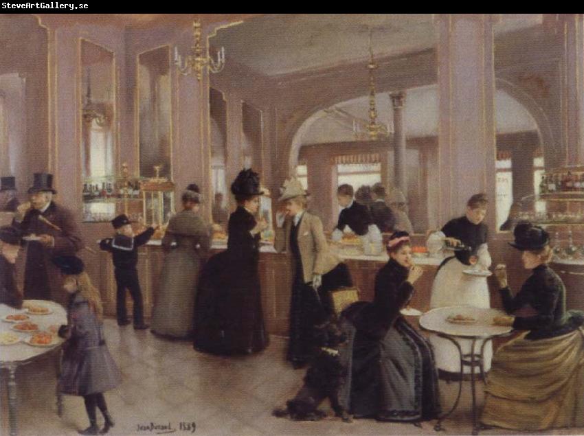 Jean Beraud the Patisserie Gloppe on the Champs-Elysees